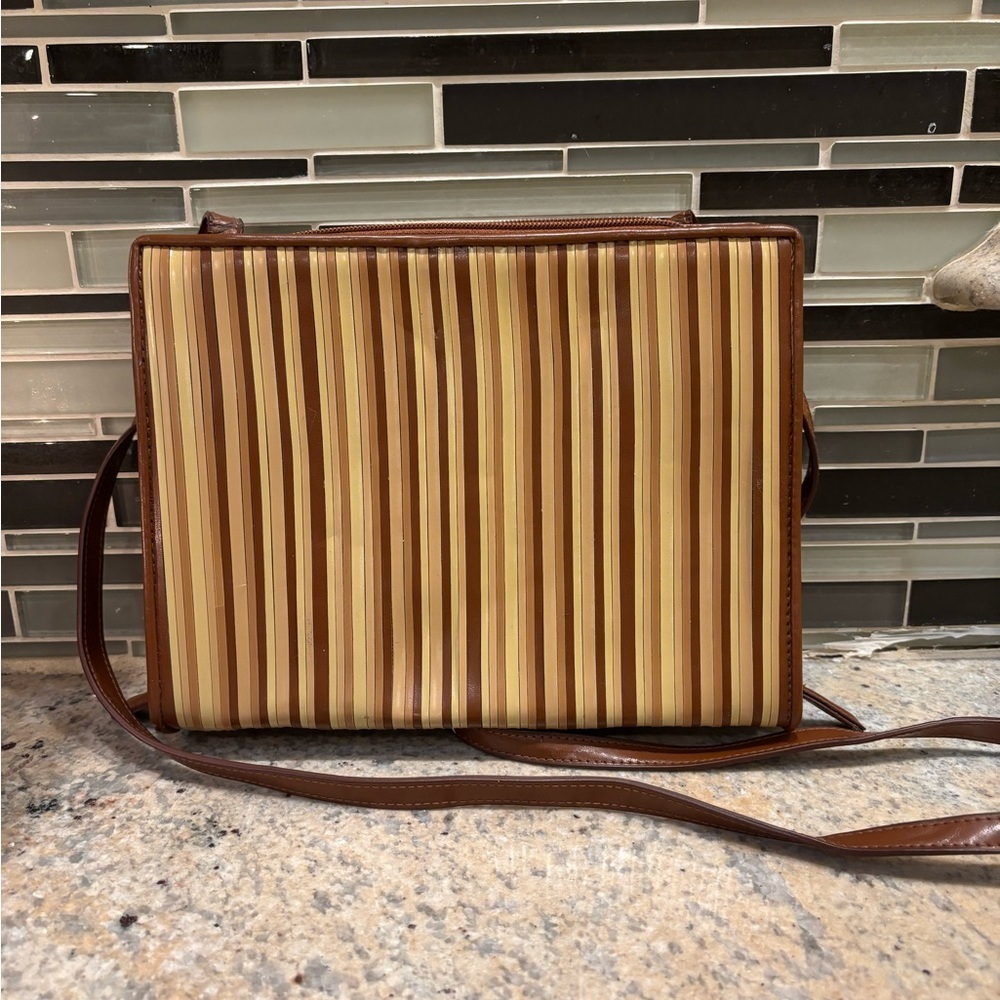 Vintage Striped Brown and Tan Women's Bag